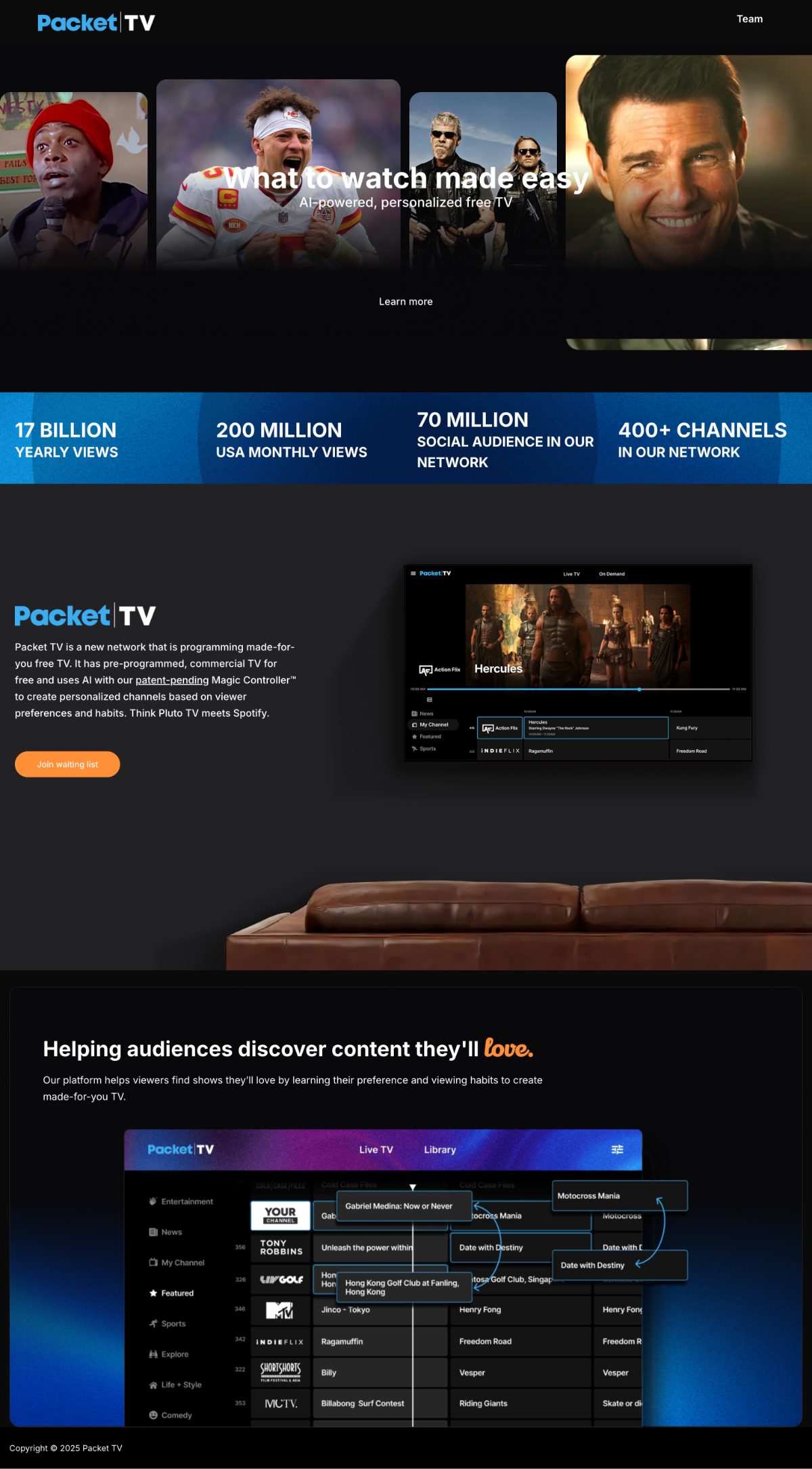Packet TV website